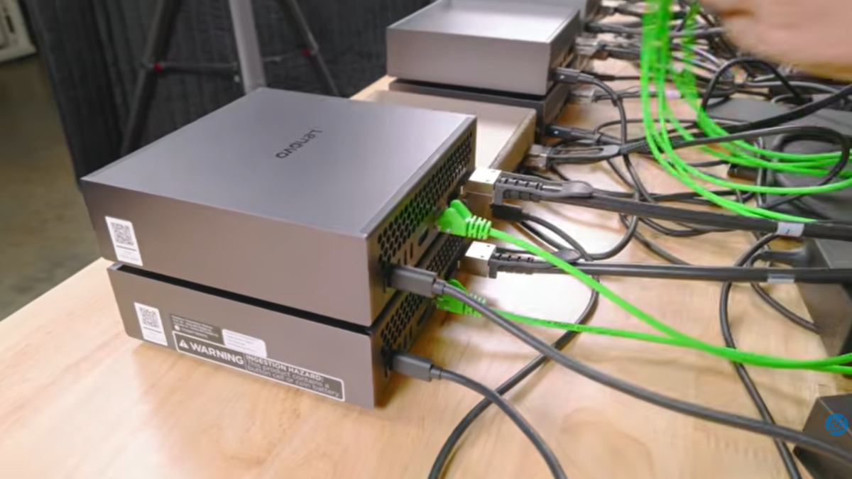 DGX Spark units cabled together with QSFP 200 GbE