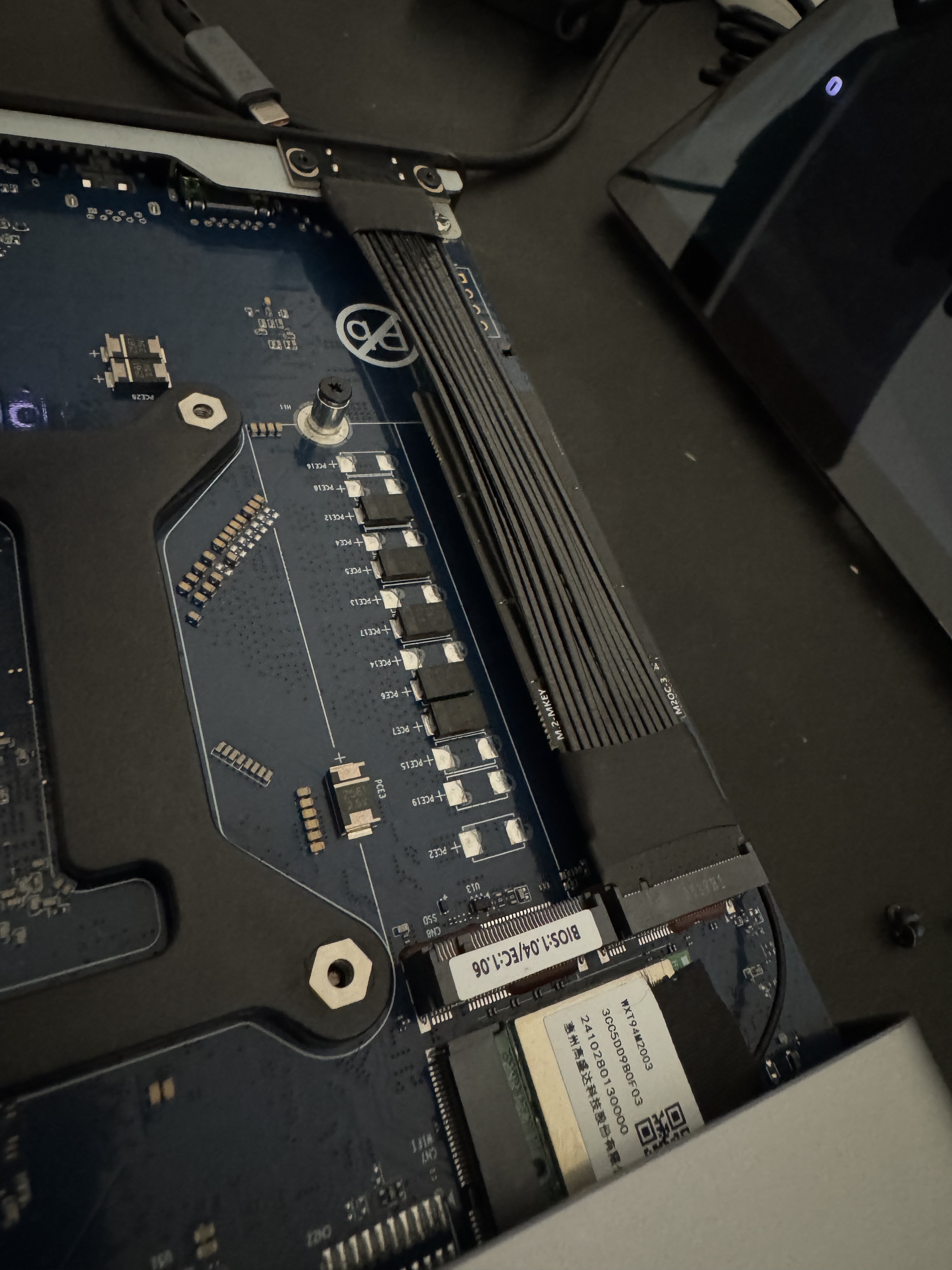 OcuLink port wired to an internal M.2 slot inside the FEVM FAE9
